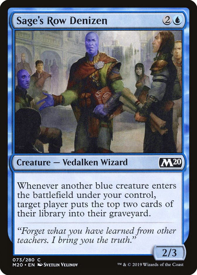 MTG Card Title: Sage's Row Denizen M20/73