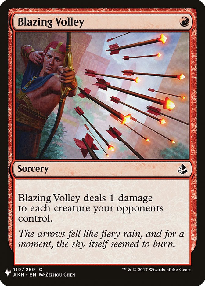 MTG Card Title: Blazing Volley PLST/AKH-119