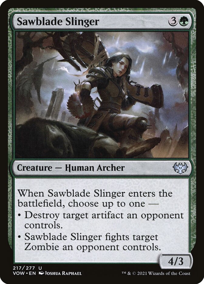 MTG Card Title: Sawblade Slinger VOW/217