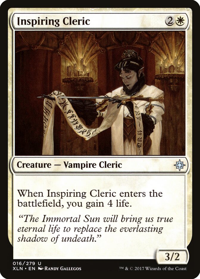 MTG Card Title: Inspiring Cleric XLN/16