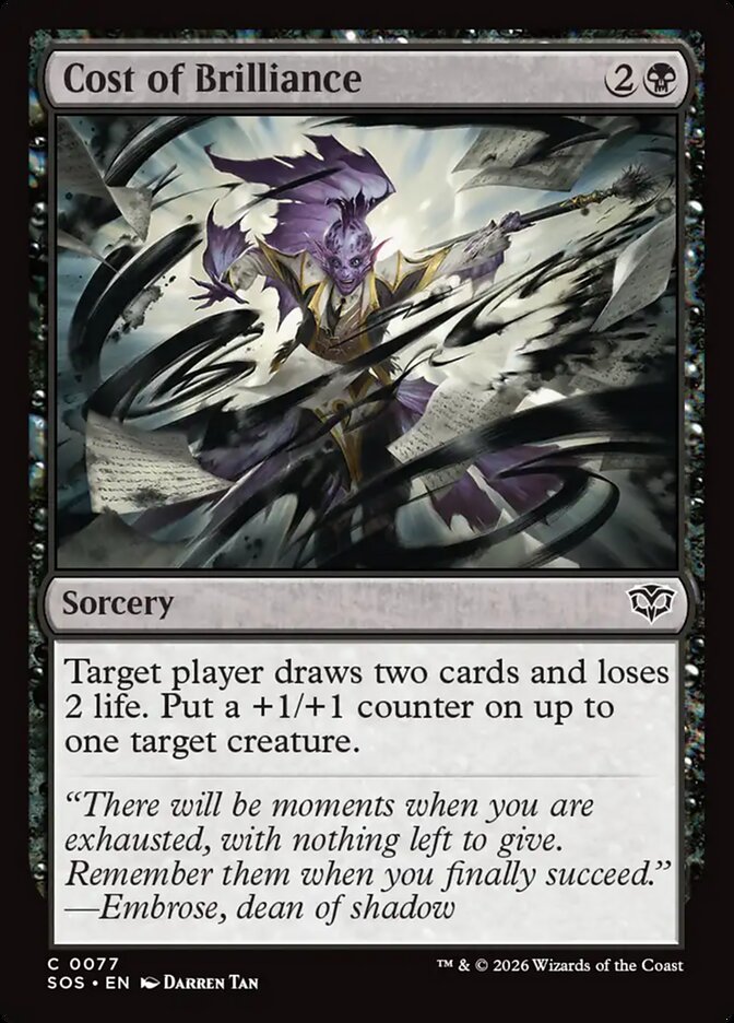 MTG Card Title: Cost of Brilliance SOS/77
