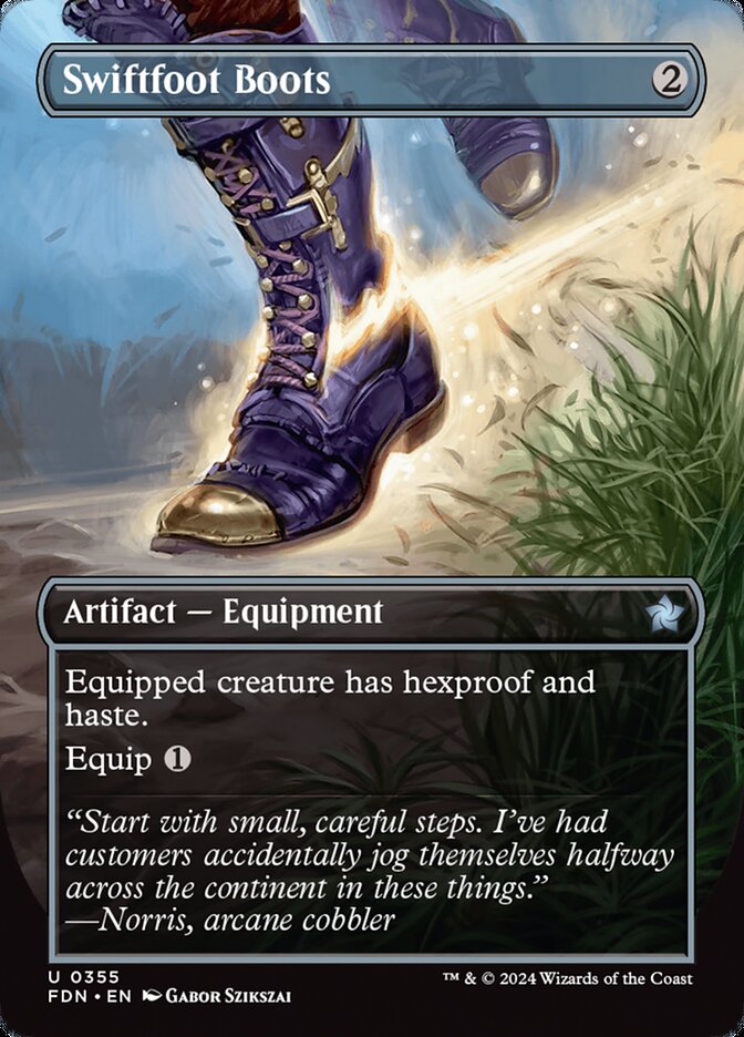 MTG Card Title: Swiftfoot Boots FDN/355