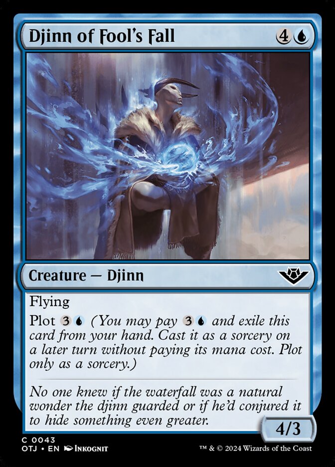 MTG Card Title: Djinn of Fool's Fall OTJ/43