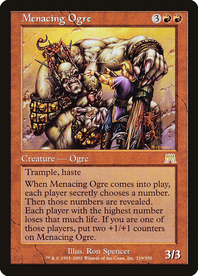 MTG Card Title: Menacing Ogre ONS/219