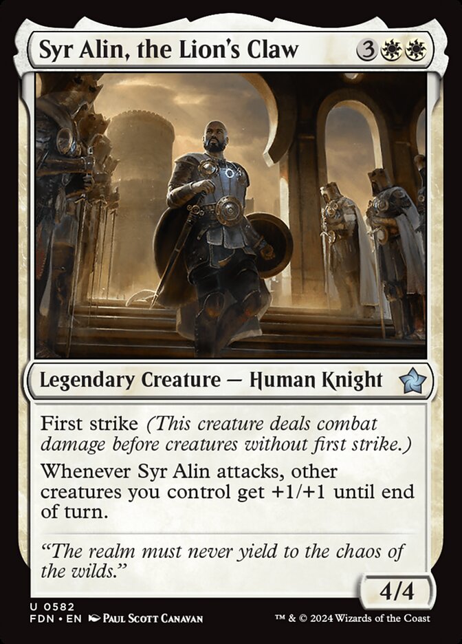 MTG Card Title: Syr Alin, the Lion's Claw FDN/582