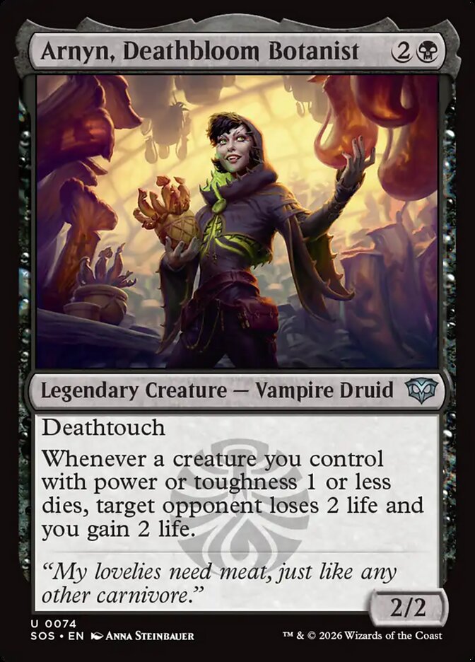 MTG Card Title: Arnyn, Deathbloom Botanist SOS/74