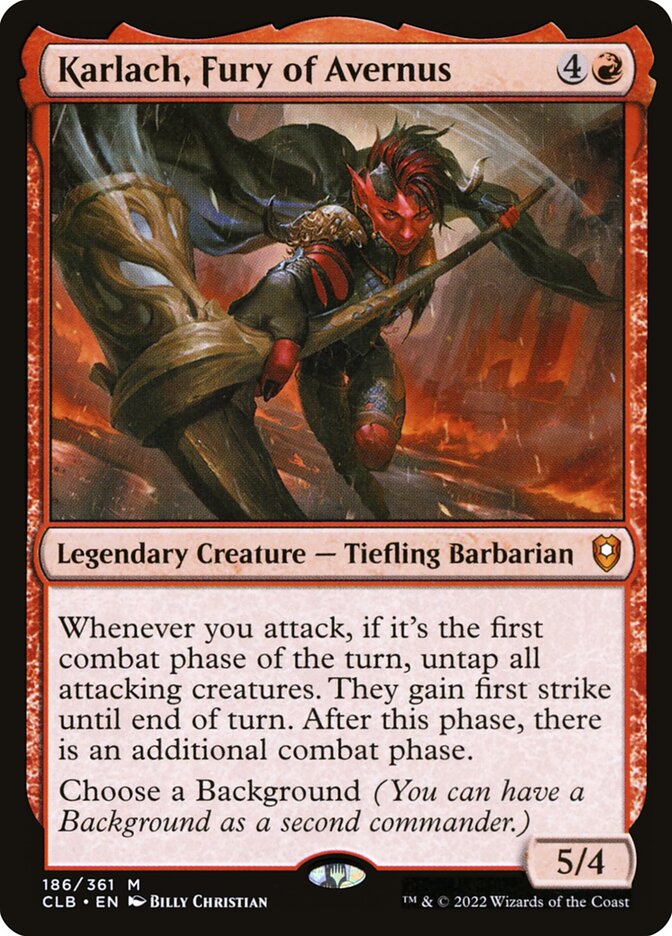 MTG Card Title: Karlach, Fury of Avernus CLB/186