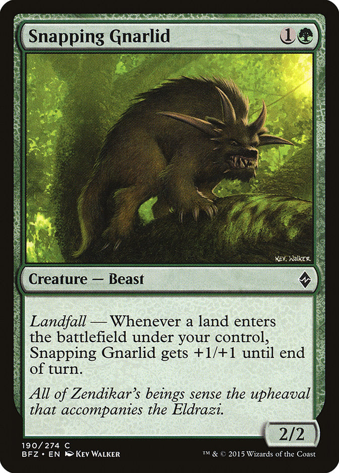 MTG Card Title: Snapping Gnarlid BFZ/190