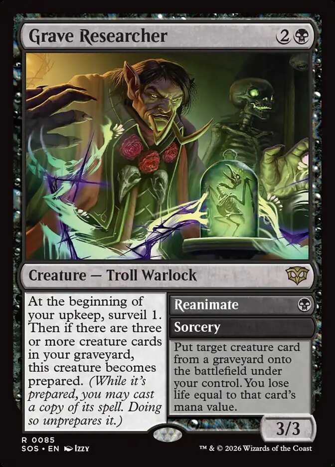 MTG Card Title: Grave Researcher // Reanimate SOS/85