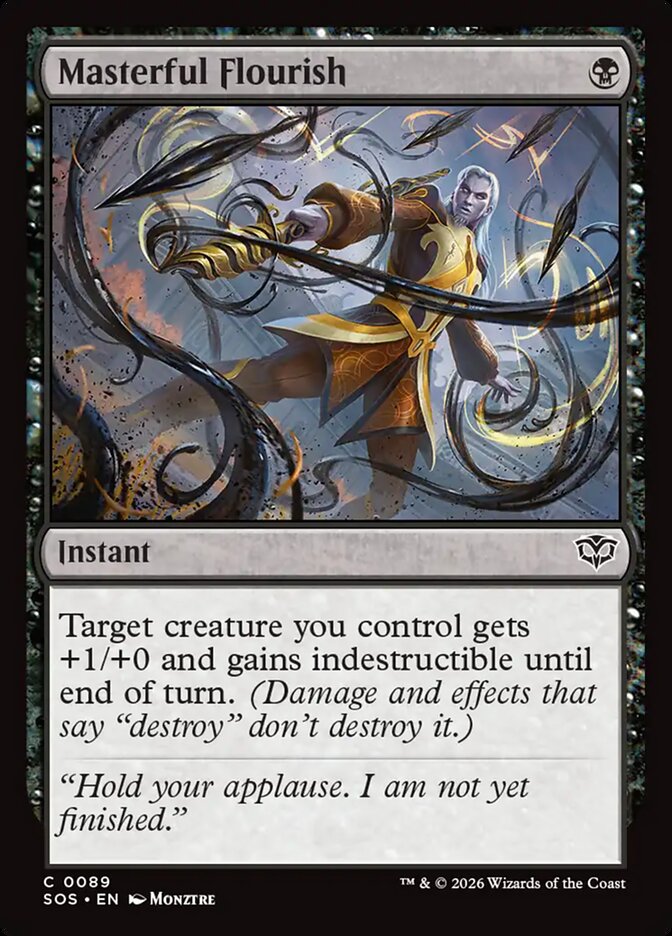 MTG Card Title: Masterful Flourish SOS/89