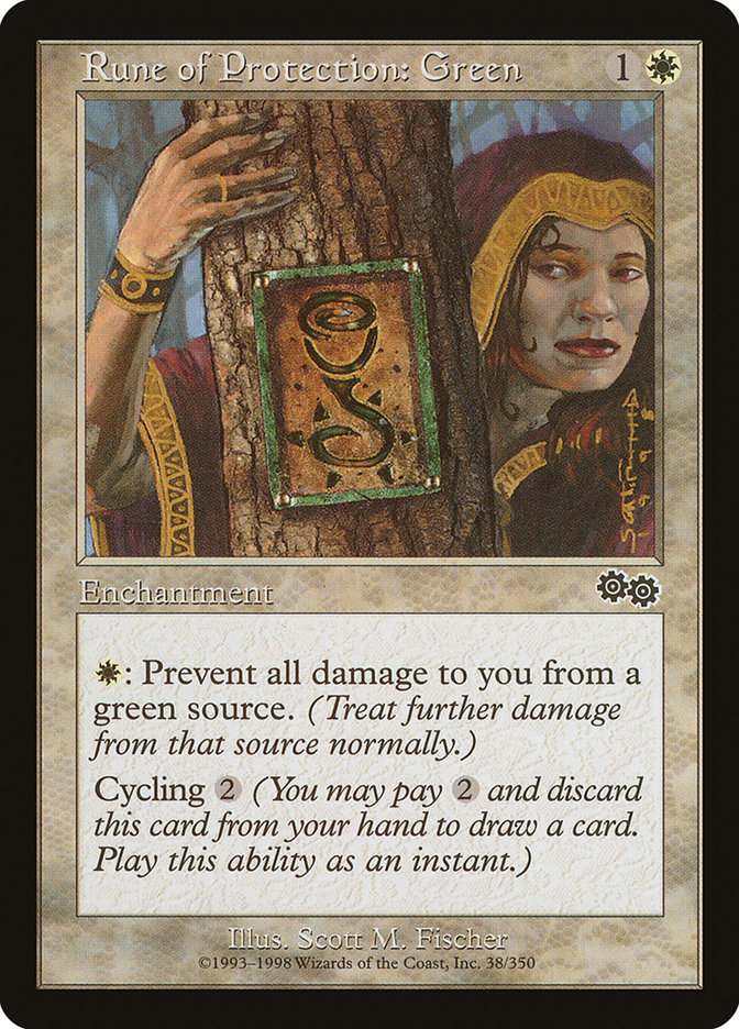 MTG Card Title: Rune of Protection: Green USG/38