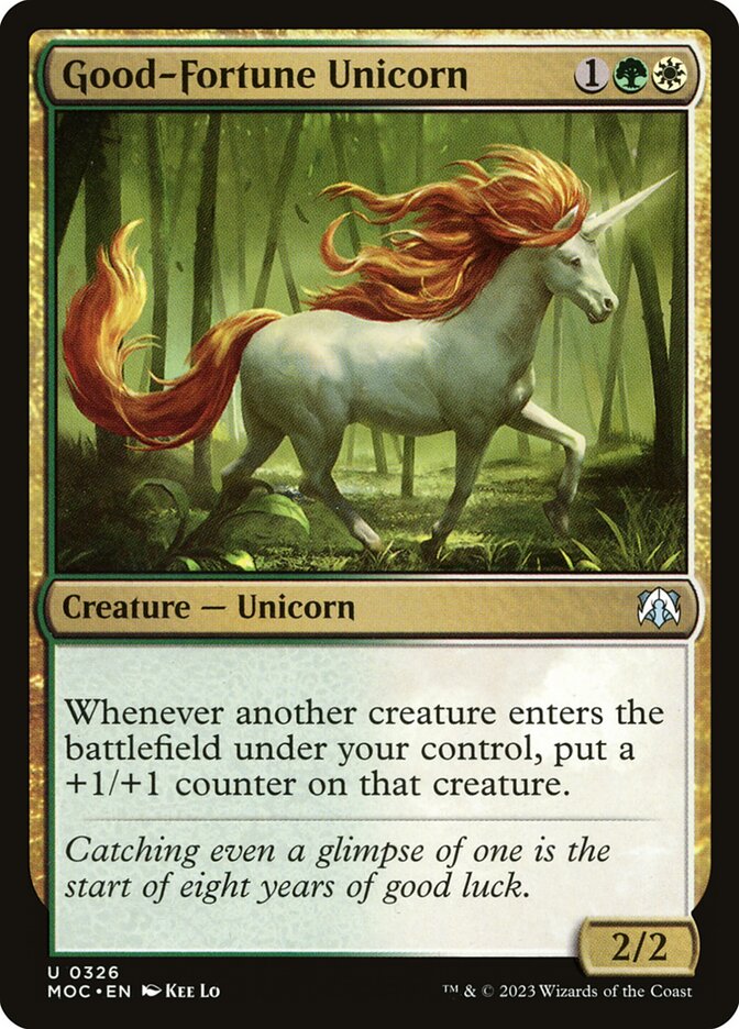MTG Card Title: Good-Fortune Unicorn MOC/326