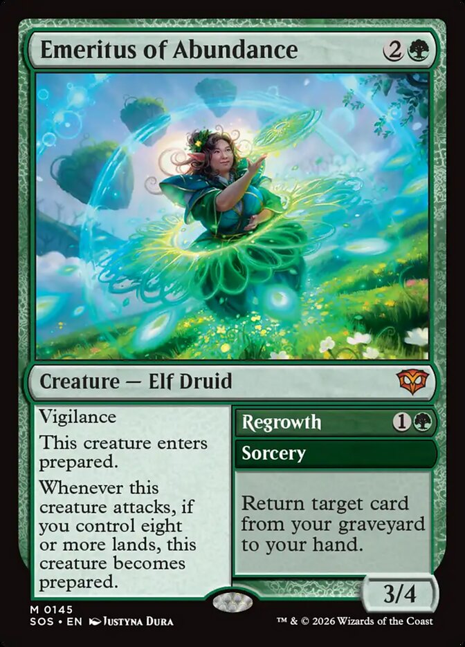 MTG Card Title: Emeritus of Abundance // Regrowth SOS/145