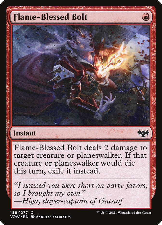 MTG Card Title: Flame-Blessed Bolt VOW/158