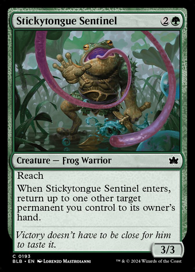 MTG Card Title: Stickytongue Sentinel BLB/193