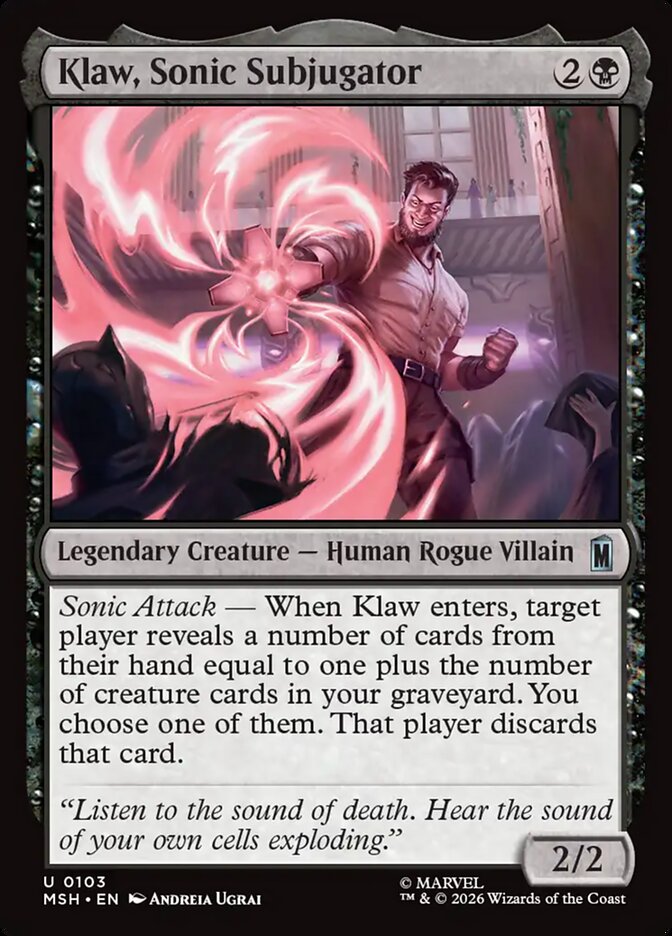 MTG Card Title: Klaw, Sonic Subjugator MSH/103