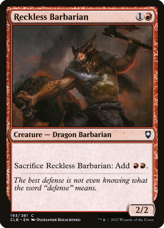 MTG Card Title: Reckless Barbarian CLB/193