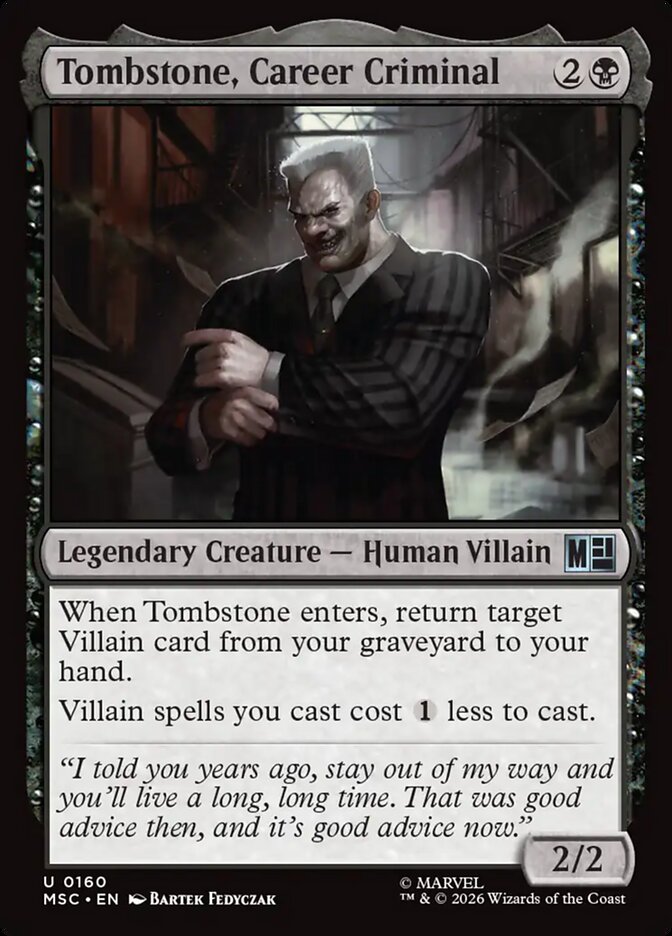 MTG Card Title: Tombstone, Career Criminal MSC/160