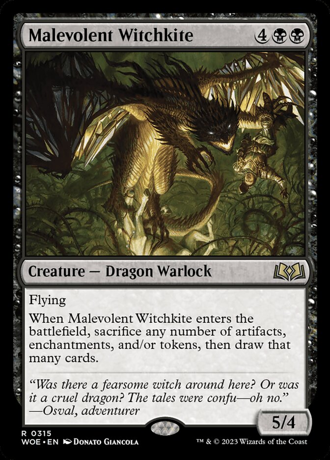 MTG Card Title: Malevolent Witchkite WOE/315