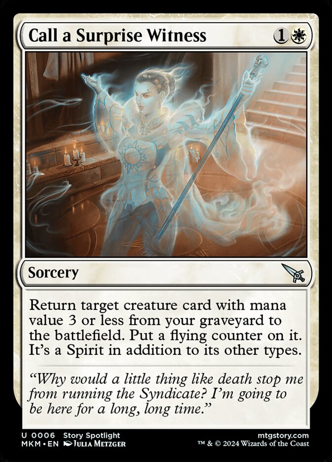 MTG Card Title: Call a Surprise Witness MKM/6