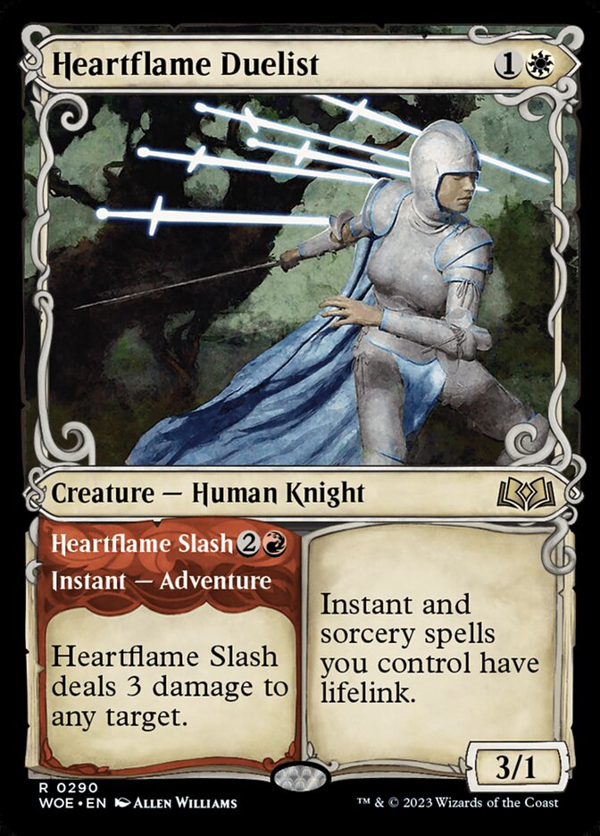 MTG Card Title: Heartflame Duelist // Heartflame Slash WOE/290
