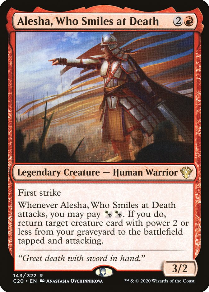 MTG Card Title: Alesha, Who Smiles at Death C20/143