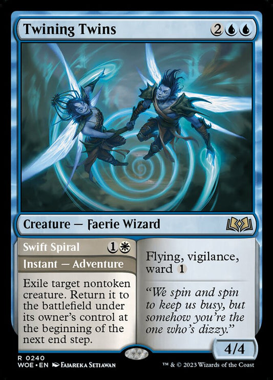 MTG Card Title: Twining Twins // Swift Spiral WOE/240