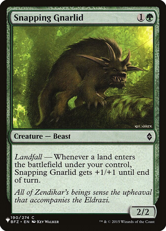 MTG Card Title: Snapping Gnarlid PLST/BFZ-190