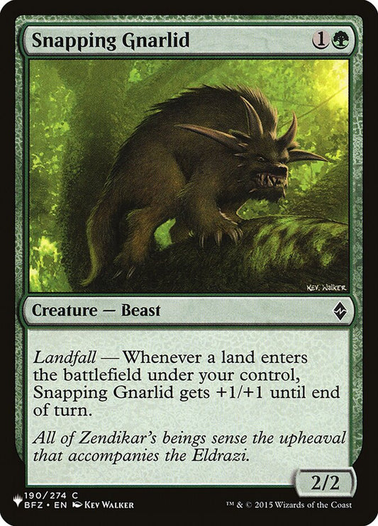 MTG Card Title: Snapping Gnarlid PLST/BFZ-190