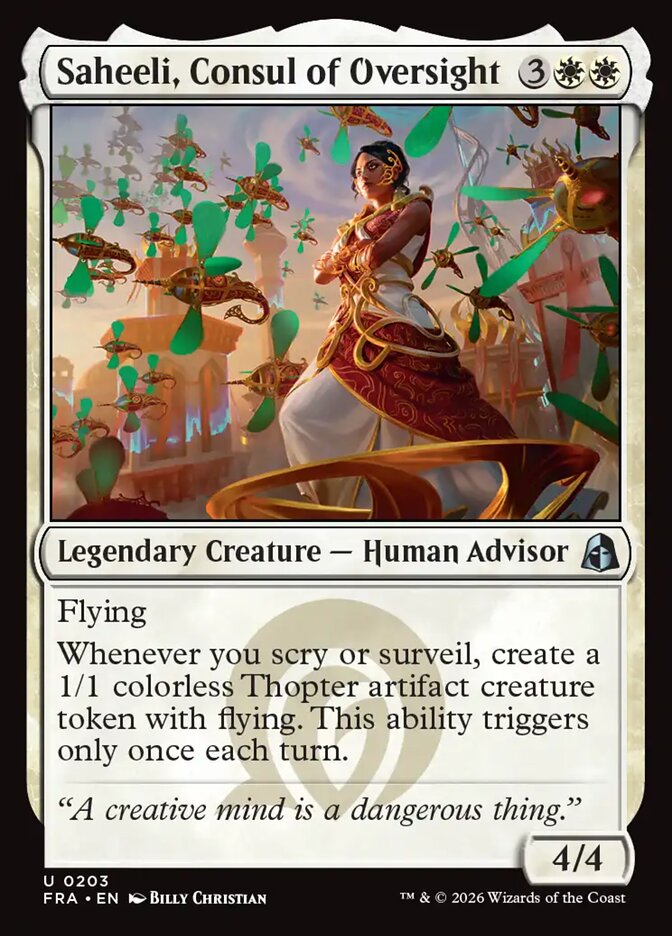MTG Card Title: Saheeli, Consul of Oversight FRA/203