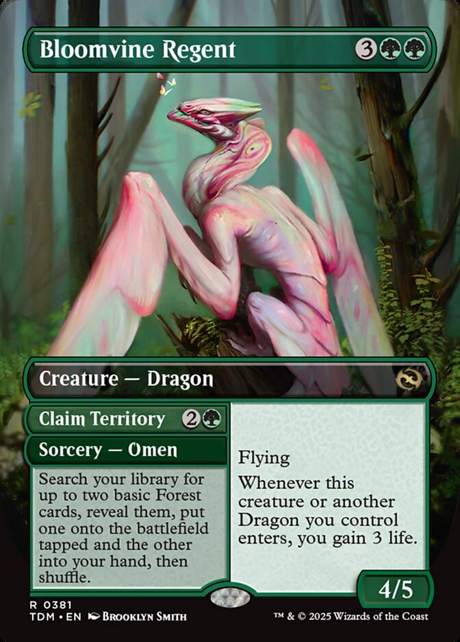 MTG Card Title: Bloomvine Regent // Claim Territory TDM/381