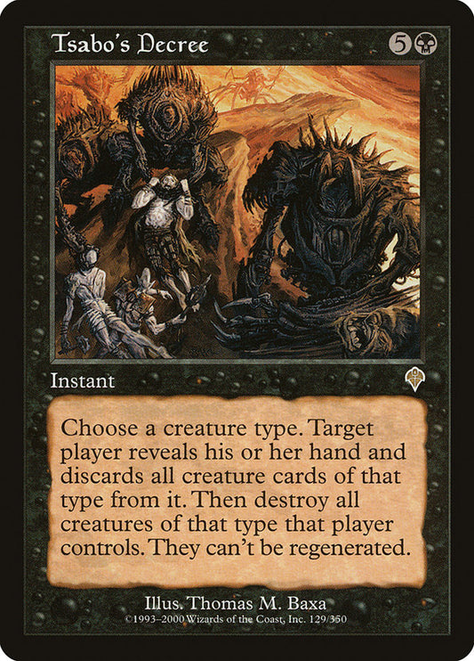 MTG Card Title: Tsabo's Decree INV/129