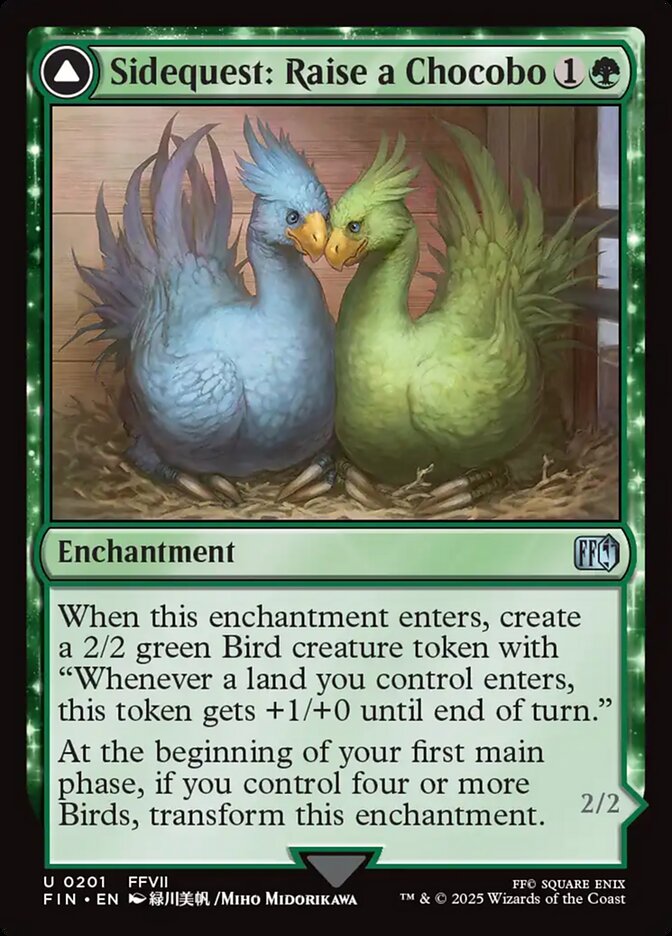 MTG Card Title: Sidequest: Raise a Chocobo // Black Chocobo FIN/201