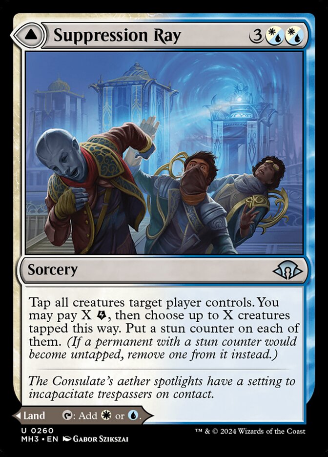 MTG Card Title: Suppression Ray // Orderly Plaza MH3/260