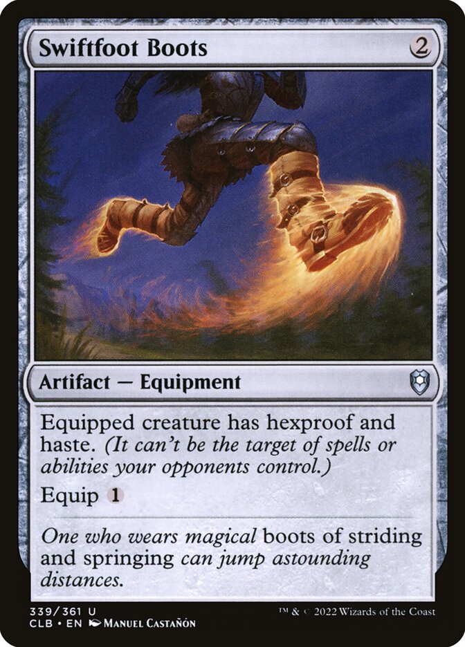 MTG Card Title: Swiftfoot Boots CLB/339