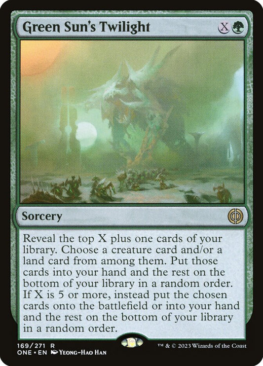 MTG Card Title: Green Sun's Twilight ONE/169