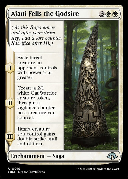 MTG Card Title: Ajani Fells the Godsire MH3/19