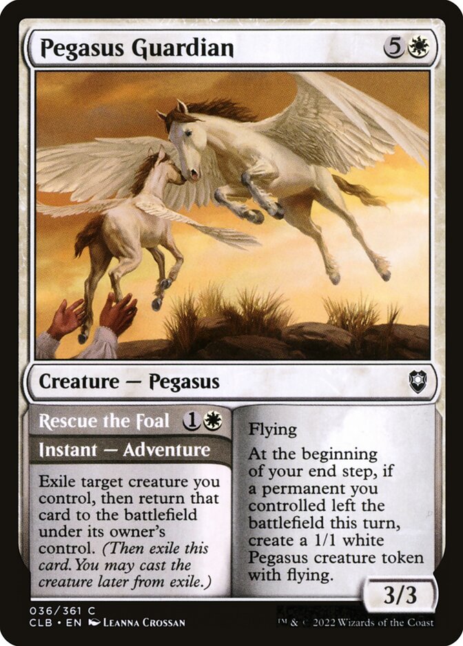 MTG Card Title: Pegasus Guardian // Rescue the Foal CLB/36