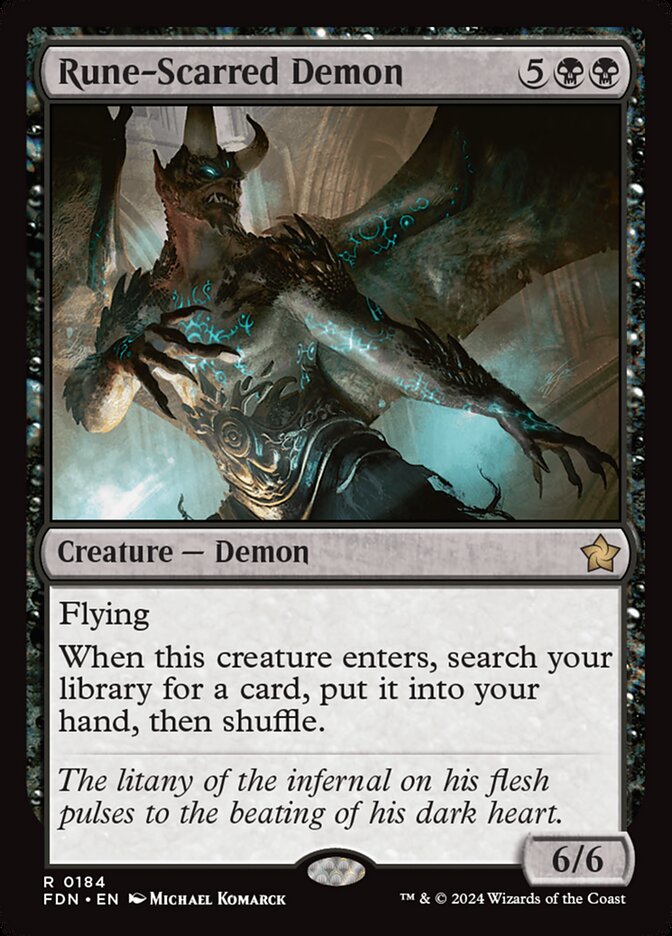 MTG Card Title: Rune-Scarred Demon FDN/184
