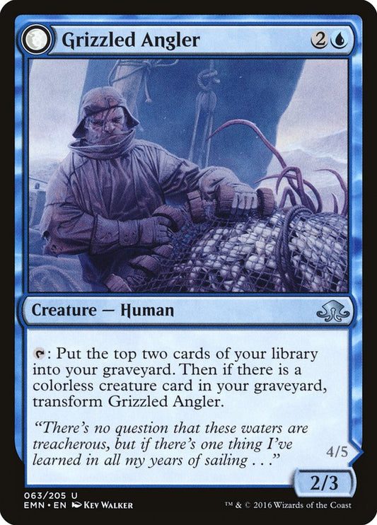 MTG Card Title: Grizzled Angler // Grisly Anglerfish EMN/63