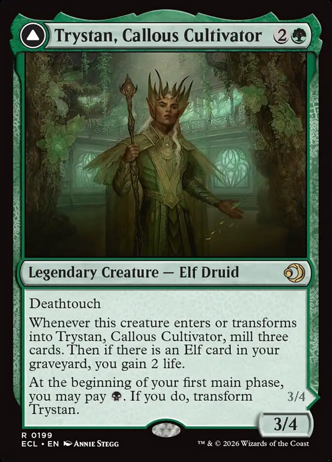 MTG Card Title: Trystan, Callous Cultivator // Trystan, Penitent Culler ECL/199