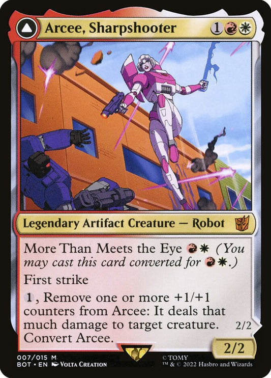 MTG Card Title: Arcee, Sharpshooter // Arcee, Acrobatic Coupe BOT/7