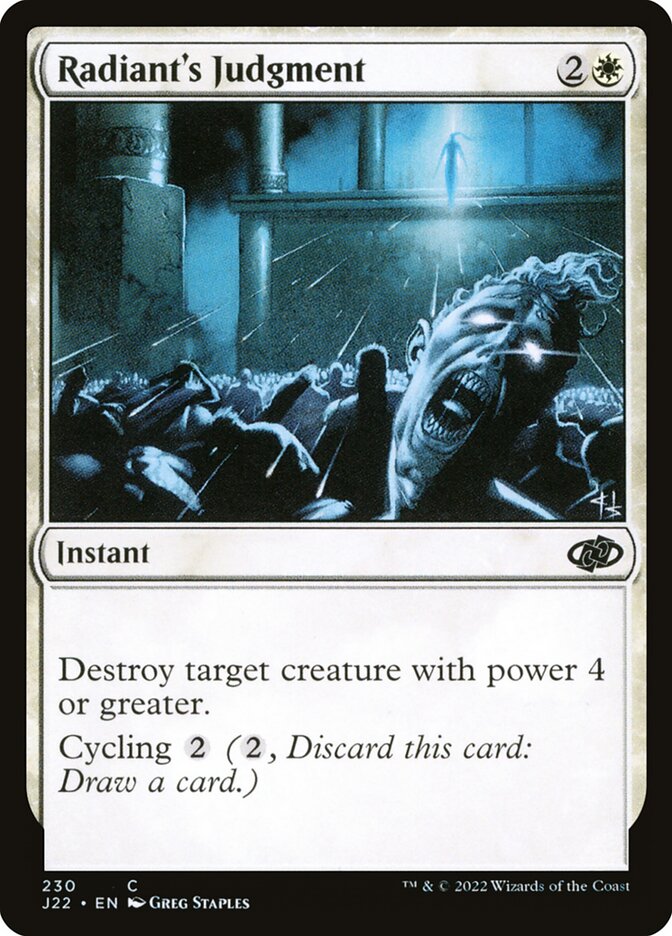 MTG Card Title: Radiant's Judgment J22/230