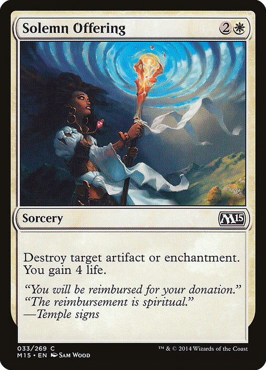 MTG Card Title: Solemn Offering M15/33