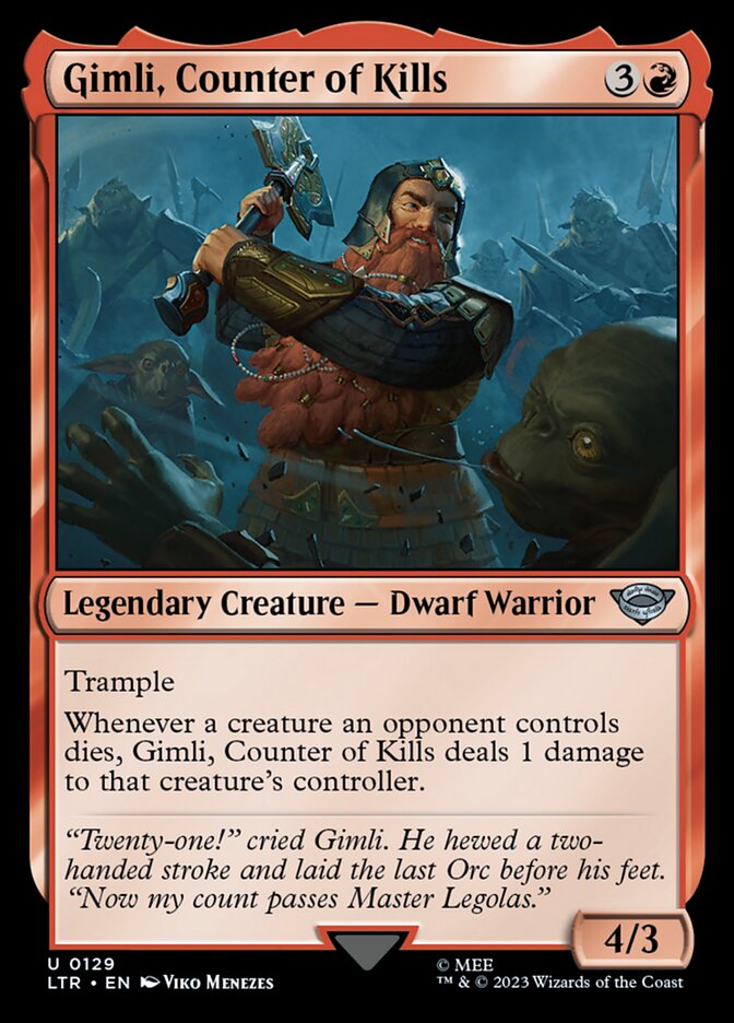 MTG Card Title: Gimli, Counter of Kills LTR/129