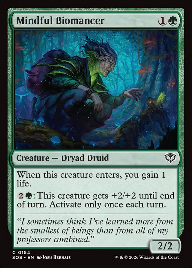 MTG Card Title: Mindful Biomancer SOS/154