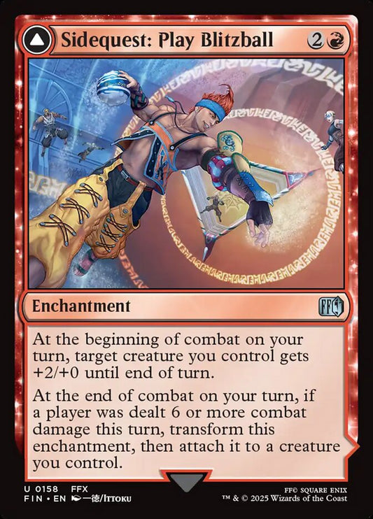 MTG Card Title: Sidequest: Play Blitzball // World Champion, Celestial Weapon FIN/158