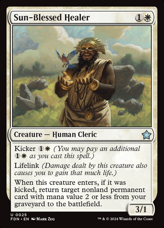 MTG Card Title: Sun-Blessed Healer FDN/25