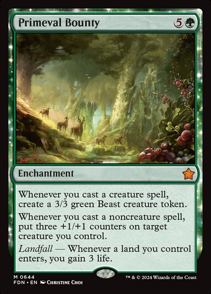 MTG Card Title: Primeval Bounty FDN/644
