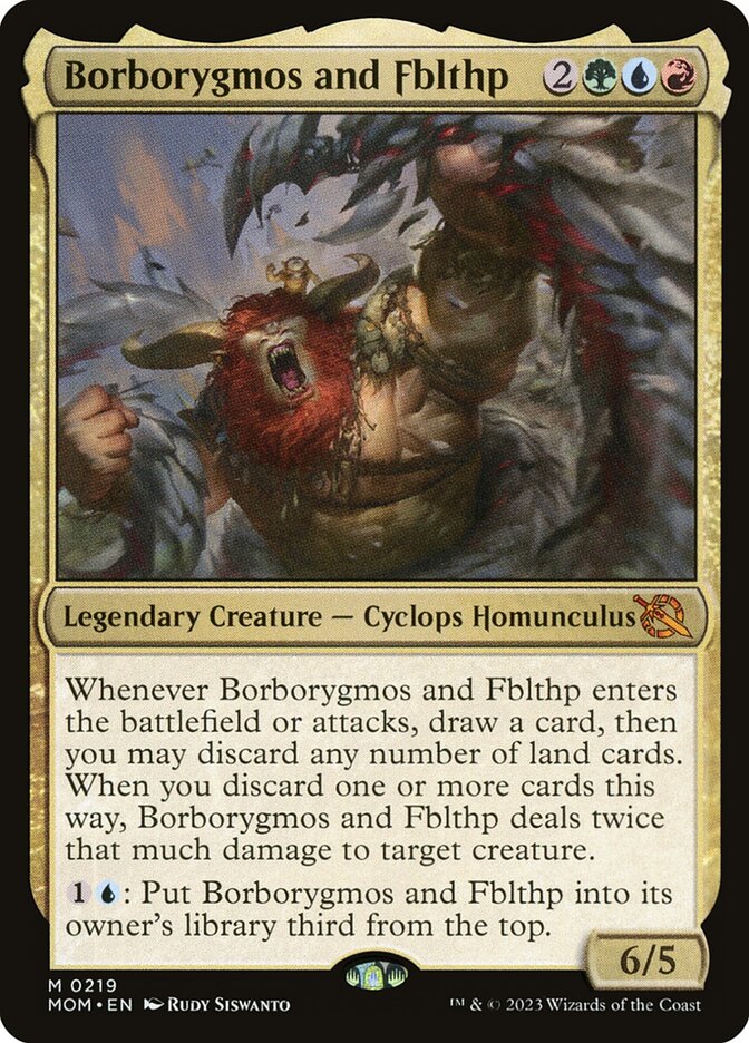 MTG Card Title: Borborygmos and Fblthp MOM/219